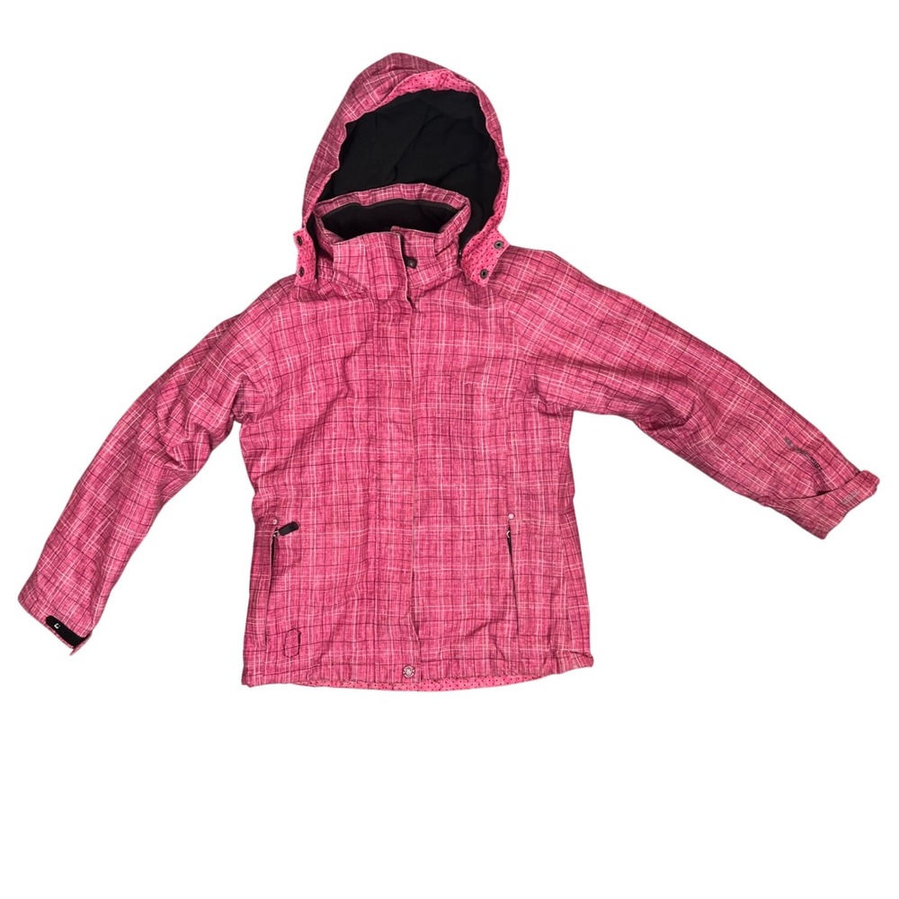 Killtec Pink Plaid Ski‎ Jacket Hooded Waterproof Breathable Kids Size 10